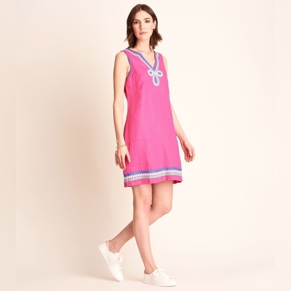 Portia Sheath Dress - Fuchsia Hot Pink 100% linen lined  small women’s Hatley